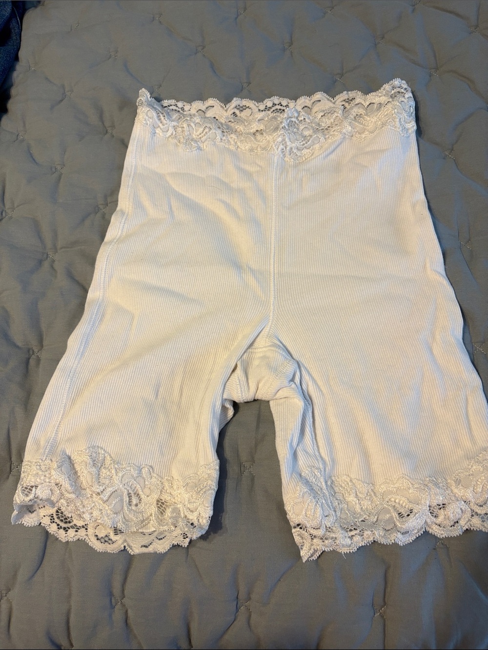 Lace Trim White Women's Seamless Liner Shorts by free people